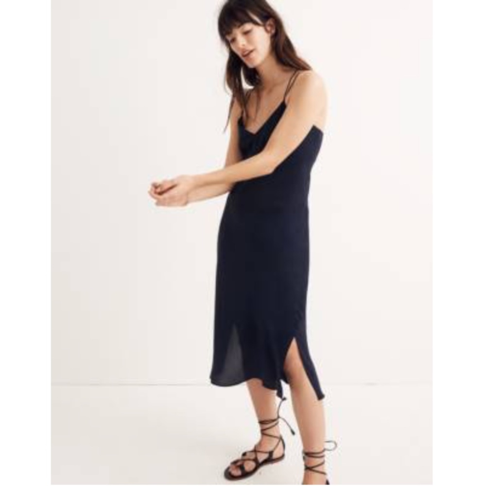 Madewell Silk Slip Dress in night vision
